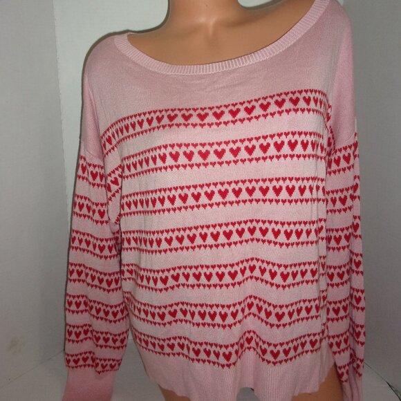 PINK Victoria's Secret Red Hearts Pull over Sweater - Picture 1 of 3